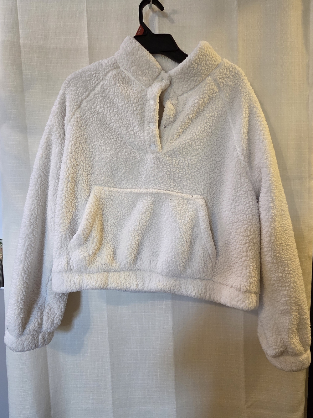 Aeropostale White Sherpa Pullover with Half-Placket